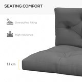 Outsunny Seat and Back Padded Pallet Cushion Set - Dark Grey