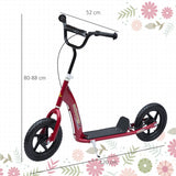 HOMCOM Kids Scooter Kick Scooter with 12" EVA Tyres, Rear Brake, Big Wheels Scooter for 5-12 Years Old, Red