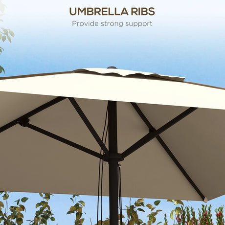 Outsunny 215cm Square Canopy Parasol, with Contrast Piping - Beige/Brown