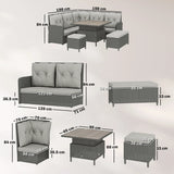 Outsunny 6 Pieces Outdoor PE Rattan Garden Furniture, Patio Wicker Sectional Conversation Corner Sofa