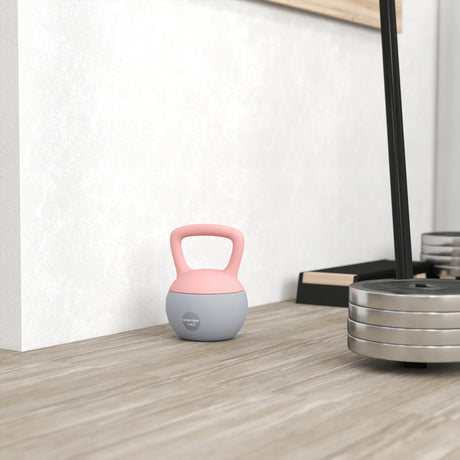 SPORTNOW 10KG Soft Kettlebell, Kettlebell with Non-Slip Handle for Home Gym, Weight Lifting, Strength Training, Pink/Grey