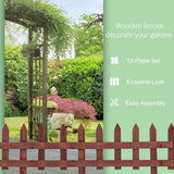 Outsunny Set of 12 Wooden 60cm Garden Fence Pieces