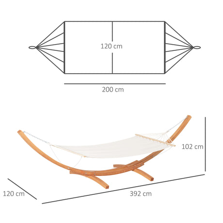 Outsunny Outdoor Garden Hammock with Wooden Stand Swing Hanging Bed for Patio White