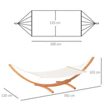 Outsunny Outdoor Garden Hammock with Wooden Stand Swing Hanging Bed for Patio White