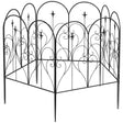 Outsunny Set of Five Decorative Heart Metal Fence Panels - Black