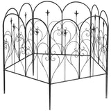 Outsunny Set of Five Decorative Heart Metal Fence Panels - Black