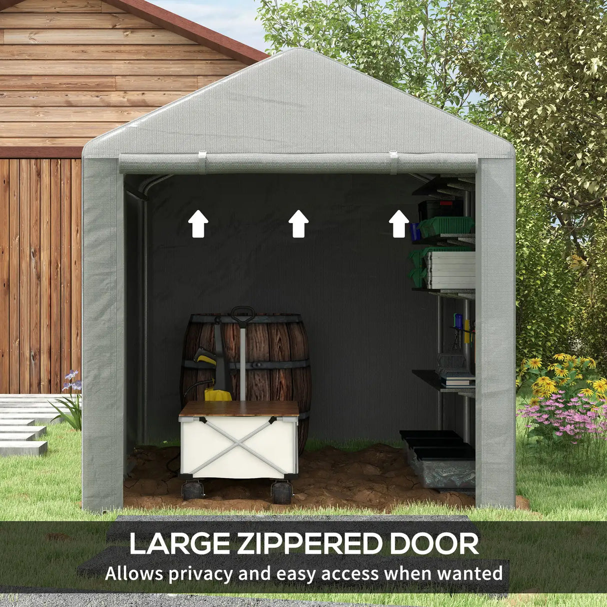 Outsunny 2.2 x 1.6 m Outdoor Storage Tent, with Accessories - Light Grey
