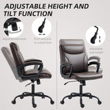 HOMCOM Executive Office Chair, Faux Leather Desk Chair with Height Adjustable, Swivel Wheels and Tilt Function, Computer Chair for Home Office and Study Room, Brown