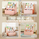AIYAPLAY Bookcase for Kids with Shelves, Drawer, Bookcase for Bedroom, Playroom, Pink