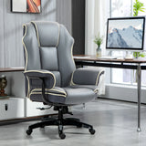 Vinsetto Faux Leather Executive Office Chair, with Contrast Piping - Grey/White