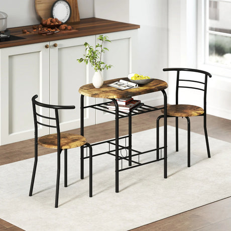 HOMCOM Three-Piece Compact Dining Set - Rustic Brown