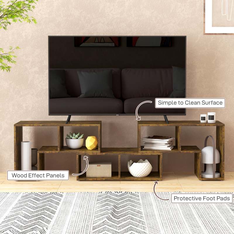 HOMCOM TV Stand for TVs up to 75 Inches, Free Combination TV Unit with Storage Shelves, Extendable Entertainment Centre for Living Room, Rustic Brown