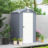 Outsunny 4.4ft x 3.3ft size Aluminium Frame and Plastic Wall Shed, with Foundation - Grey