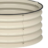 Outsunny Set of 2 Raised Garden Bed, Metal Planter Box with Safety Edging, Easy-to-assemble Stock Tank, Cream White