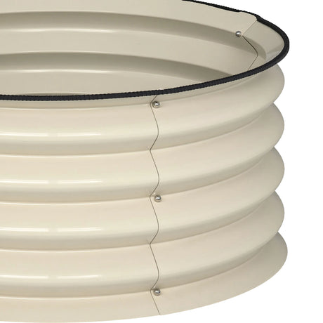 Outsunny Set of 2 Raised Garden Bed, Metal Planter Box with Safety Edging, Easy-to-assemble Stock Tank, Cream White