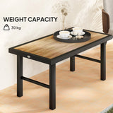 Outsunny Metal Garden Coffee Table, Outdoor Side Table with SPC Woodgrain Tabletop for Outside, Garden, Balcony, Porch, 100 x 53 x 46cm, Brown