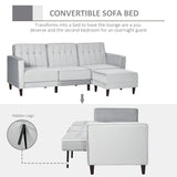 HOMCOM L Shape Sofa Bed Set with 3-Seater Sofa and Footstool, Corner Sofa Bed with Ottoman, Light Grey