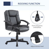 HOMCOM Office Chair, Computer Desk Chair, PU Leather Mid Back Executive Chair with Adjustable Height and Swivel Rolling Wheels for Home Study, Black