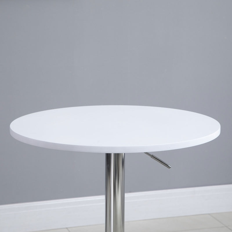 HOMCOM Bar Table Φ60cm Adjustable Height Round Bistro Table w/ Swivel Top Metal Frame Counter Surface Stylish Kitchen Conservatory White