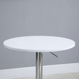 HOMCOM Bar Table Φ60cm Adjustable Height Round Bistro Table w/ Swivel Top Metal Frame Counter Surface Stylish Kitchen Conservatory White
