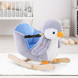 HOMCOM Children Kids Animal Rocking Horse Penguin Plush Musical Button 32 Songs Kid Rocker for 18+ Months