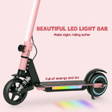 SPORTNOW Folding Electric Scooter for Kids, with Dual Brakes, Front Suspension, LED Colourful Lights, Pink