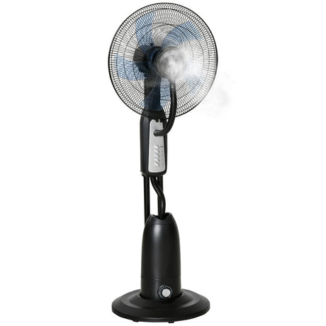 HOMCOM 18" Pedestal Fan with Water Mist Spray, Standing Fan, Humidifying Misting Fan with 3 Speeds, 2.8L Water Tank, Black