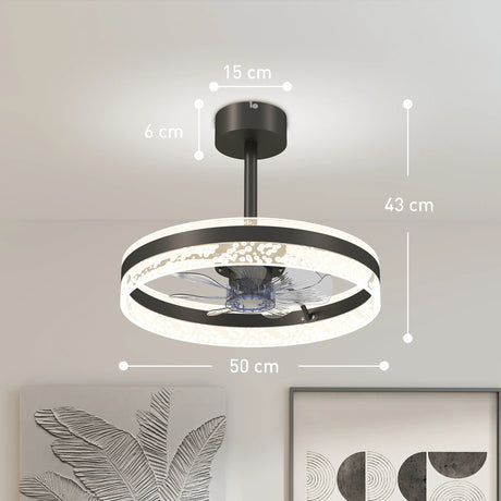 HOMCOM Ceiling Fan with LED Light and Remote - Black