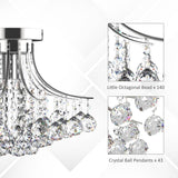 HOMCOM Crystal Chandeliers, K9 Droplets Ceiling Light with 3 E14 Bulb Base, Pendant Lights for Living Room, Bedroom, Dining Room, Hallway, Kitchen