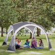 Outsunny Dome Tent for 6-8 Person, Camping Tent with 4 Zipped Mesh Doors, Removable Oxford Cloth, Lamp Hook, Portable Carry Bag, White and Grey