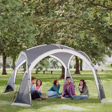 Outsunny Dome Tent for 6-8 Person, Camping Tent with 4 Zipped Mesh Doors, Removable Oxford Cloth, Lamp Hook, Portable Carry Bag, White and Grey
