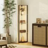 HOMCOM LED Floor Lamp with Shelves, Dimmable Standing Lamp with Foot Switch for Living Room, Bedroom, Black