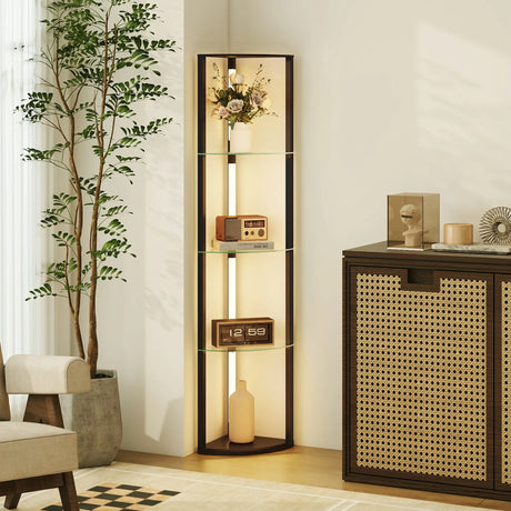 HOMCOM LED Floor Lamp with Shelves, Dimmable Standing Lamp with Foot Switch for Living Room, Bedroom, Black