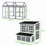 PawHut 2-Piece Wooden Chicken Coop and Run Set, Poultry Run Cage with Nesting Box, Slide-Out Tray, Roof, Perch