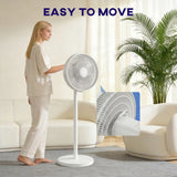 HOMCOM 40 cm Standing Fan, Cooling Floor Fan with 80 Oscillating, Adjustable Tilt and Height, 4 Speed, Remote Control, White