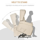 HOMCOM Power Lift Recliner Armchair, Electric Lift Chair for Elderly, Fabric Riser and Reclining Chair with Wingback, Remote Control, Side Pockets, Footrest, for Living Room, Beige