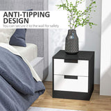 HOMCOM Set of Two Monochrome Two-Drawer Bedside Tables