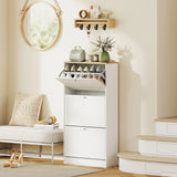 HOMCOM Modern Compact Three-Drawer Shoe Storage Cabinet - White