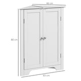 kleankin Triangle Bathroom Cabinet, Corner Bathroom Storage Unit with Adjustable Shelf and Recessed Door, Free Standing, White