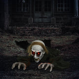 HOMCOM 167 cm Outdoor Halloween Decoration Crawling Zombie, Animated Prop Decor with Sound Activated, Light Up Eyes