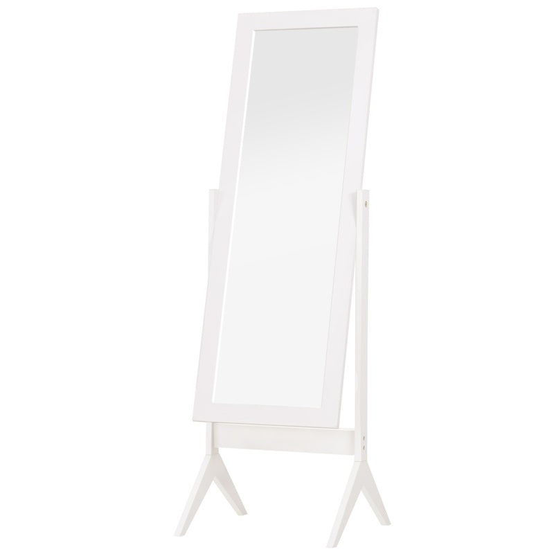 HOMCOM Freestanding Dressing Mirror Bedroom Tall Adjustable Angle 148x47cm White