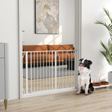 PawHut Wide Dog Safety Gate, with Door Pressure, for Doorways, Hallways, Staircases - White