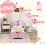 AIYAPLAY Ballet Theme Toddler Bed Frame with Safety Rails for 3-6 Years, Pink