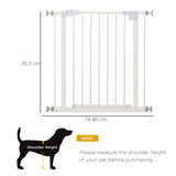 PawHut Pressure Fit Safety Gate, Adjustable Dog Gate, Pet Barrier for for Doorways, Staircases and Hallways with Auto Close, Double Locking, Opening 74-80cm, White