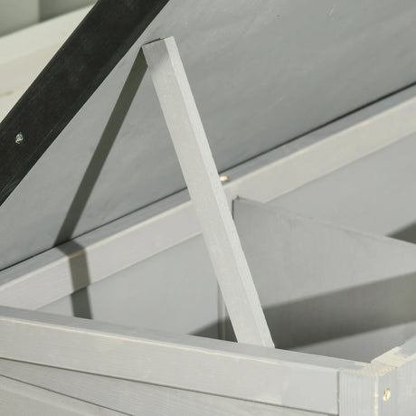 PawHut Wooden Guinea Pig Hutch, Small Animal Cage with Slide-out Tray, Openable Asphalt Roof, 84 x 43 x 70cm, Grey