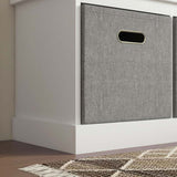 HOMCOM Three-Drawer Shoe Storage Bench, with Padded Top Seat - White