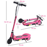 HOMCOM Foldable Electric Kids Scooter, Ride-on for Ages 7-14 Years, Pink