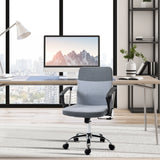 Vinsetto Office Chair Linen Fabric Swivel Computer Desk Chair Home Study Adjustable Chair with Wheels, Grey
