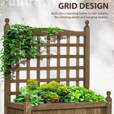 Outsunny Garden Planters with Trellis for Climbing Vines, Wood Raised Beds for Garden, Flower Pot, Indoor Outdoor, Brown