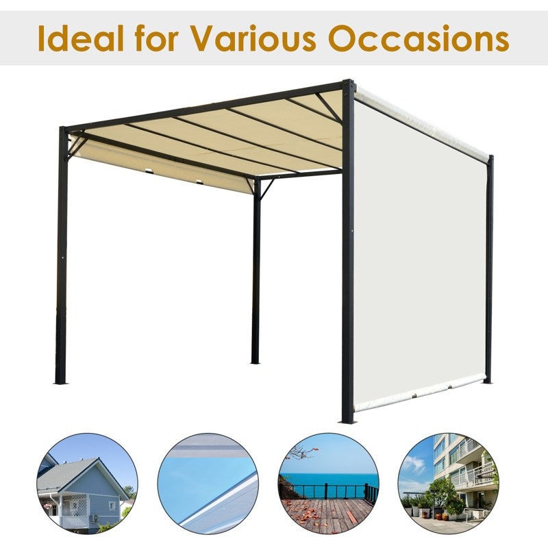 Outsunny Metal Pergola With Canopy Retractable Pergola Canopy 3Lx3Wx2.3H m Garden Gazebo Party Tent Sun Shelter Cover - Cream White/Black